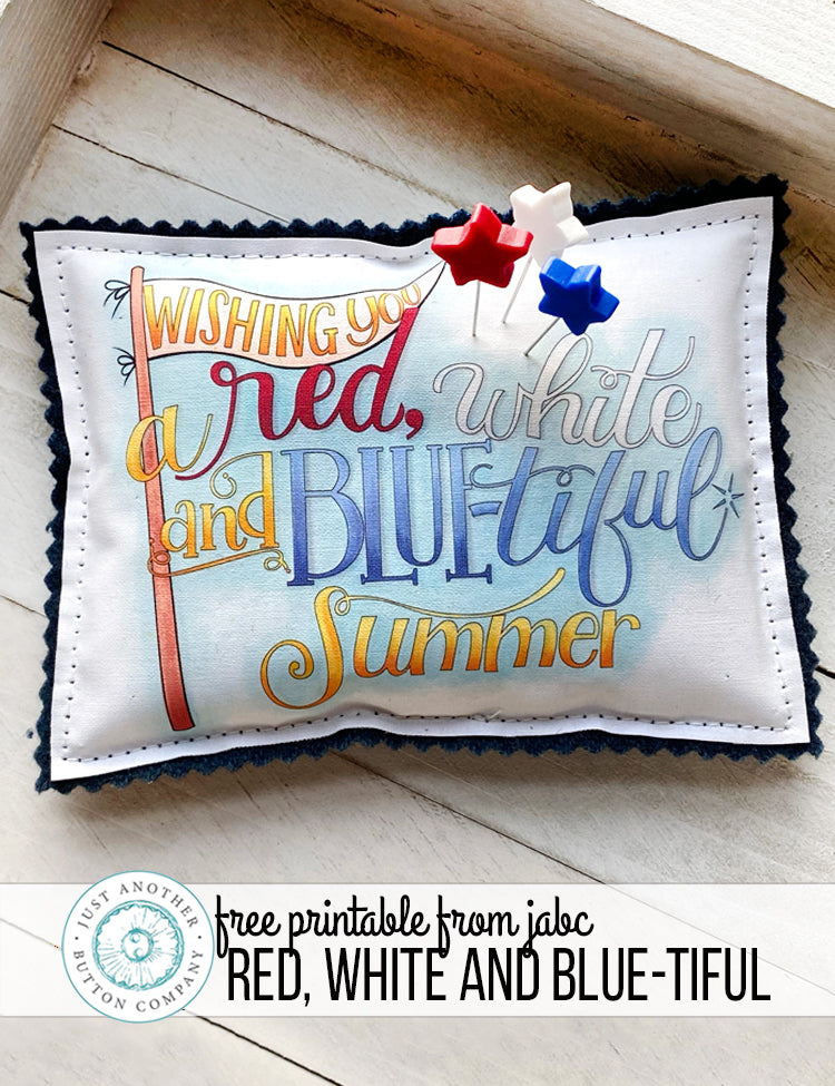 Free Pincushion Printable: Red, White and Blue-tiful