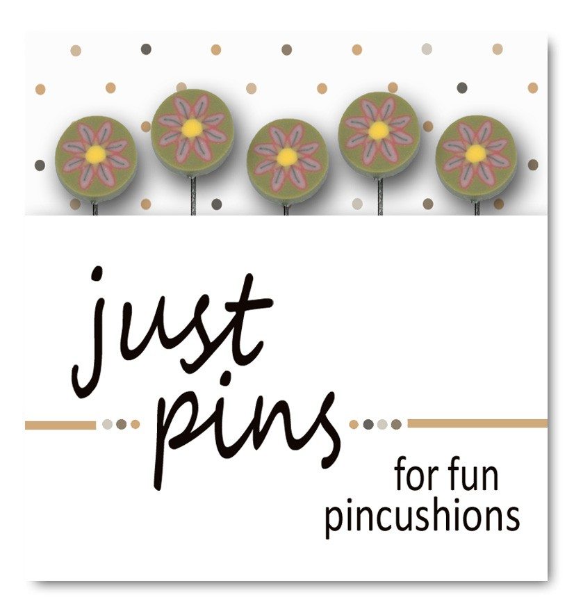 JABC - Just Pins - Just Pink Daisies on Green